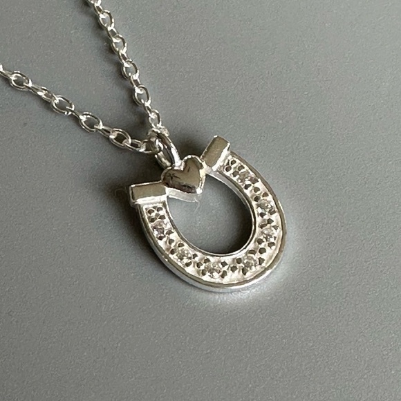 Sterling Silver Heart Horseshoe Necklace - Picture 8 of 8